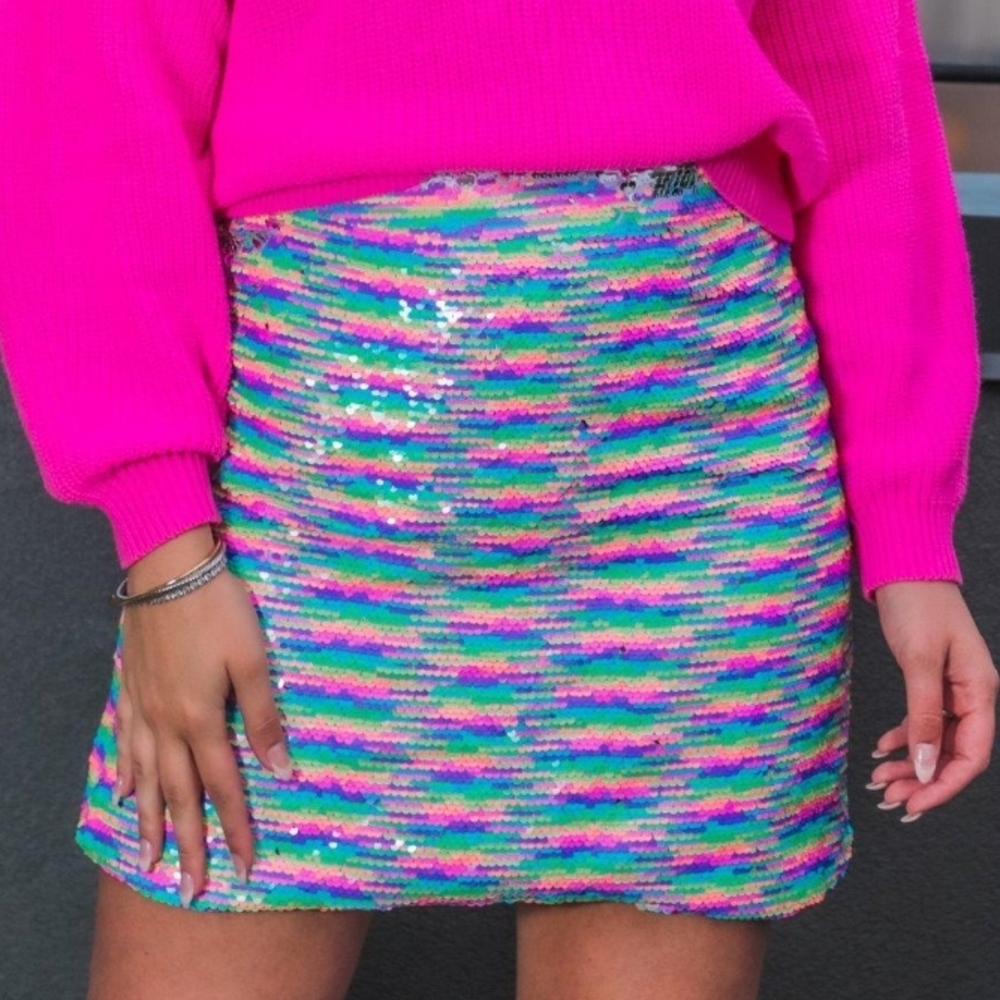 Vibrant Sequin Mini Skirt